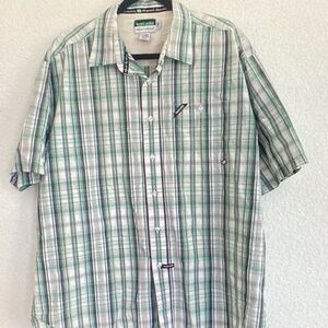 Ecko Unlimited Green and White Plaid Button Down Shirt